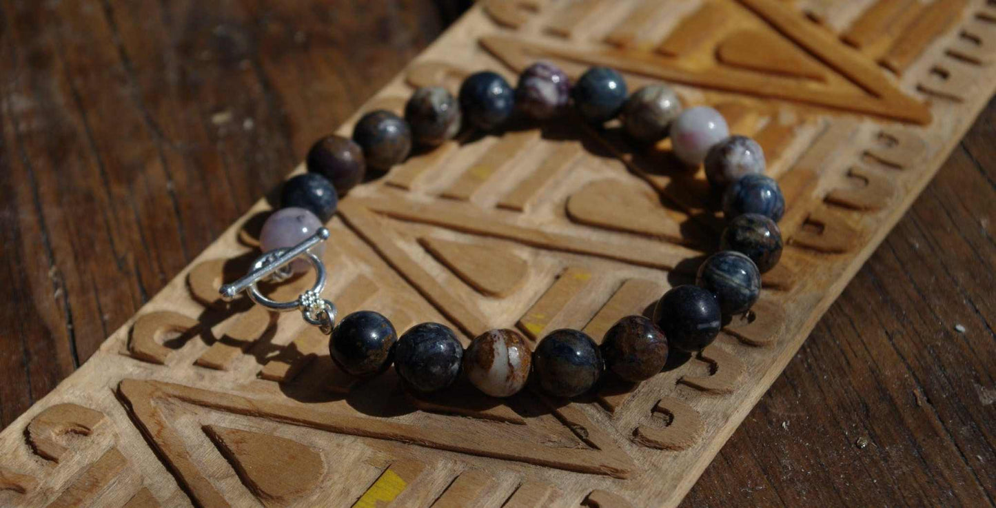 Petrified Wood Beads Bracelet from Mexico