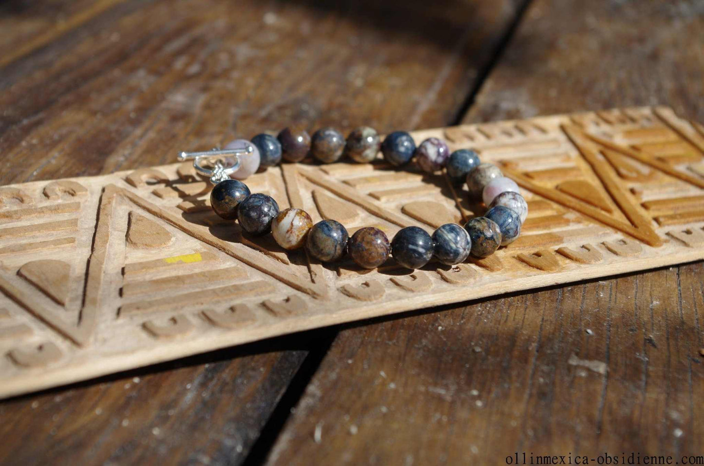 Petrified Wood Beads Bracelet from Mexico