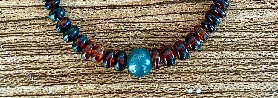 Collier d'ambre mexicain authentique avec insecte et jade guatémaltèque - Bijoux Maya Gemstones
