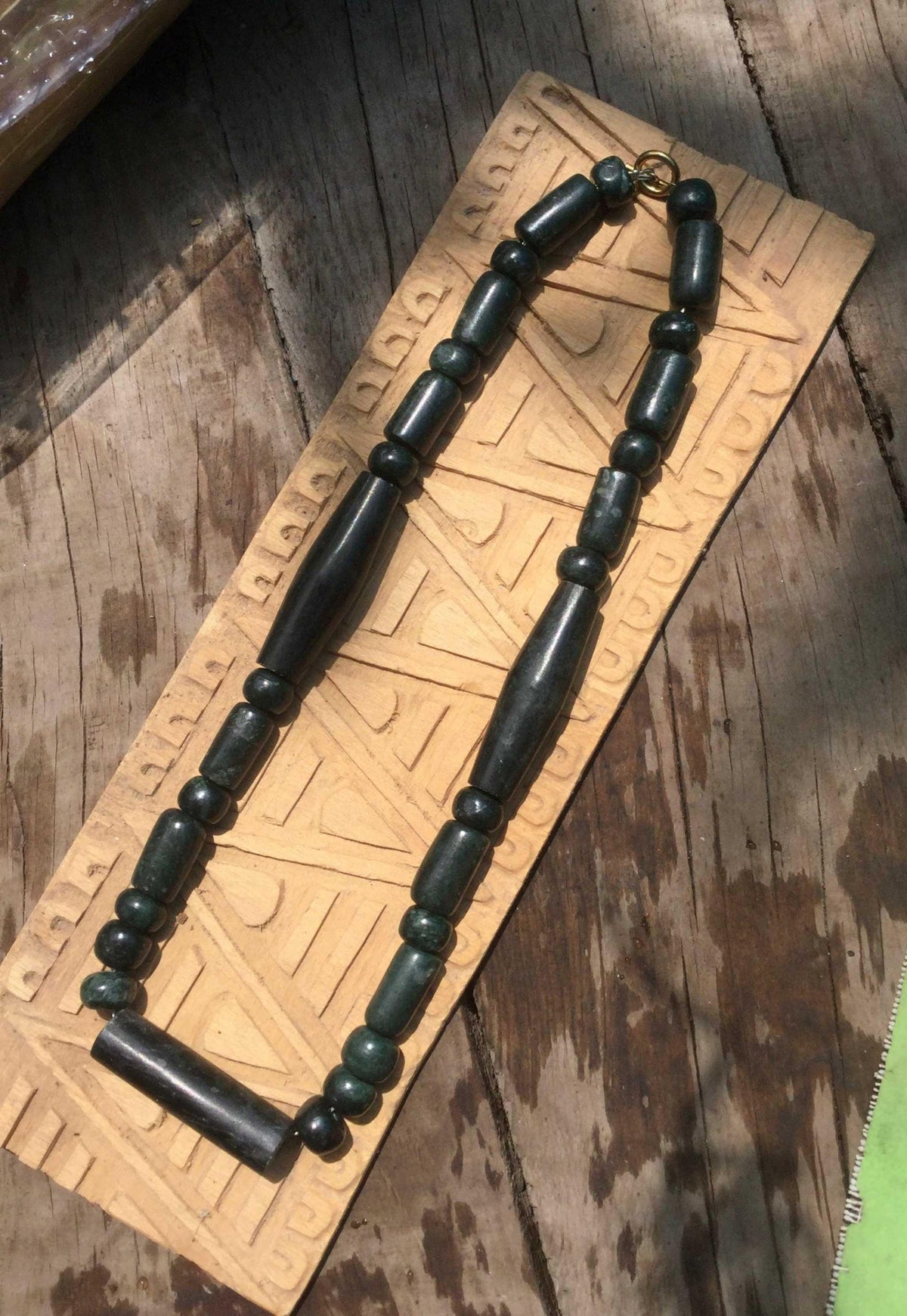 dark green guatemalan jade serpentine beads bracelet - unique jewelry