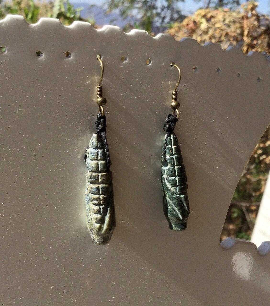 corn plant guatemalan jade earrings - nature inspired jewelry