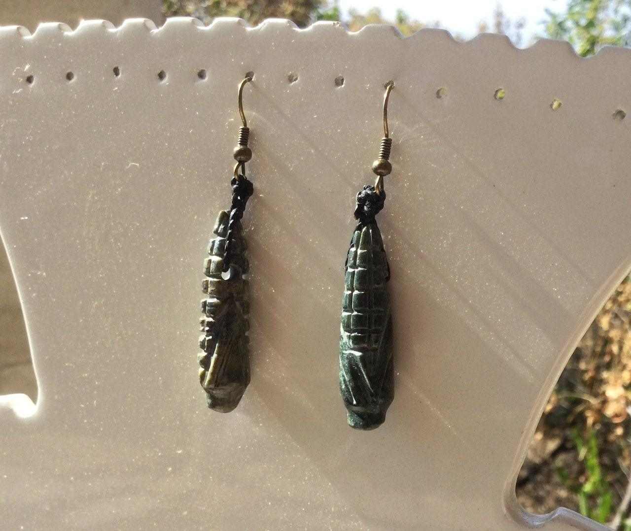 corn plant guatemalan jade earrings - nature inspired jewelry