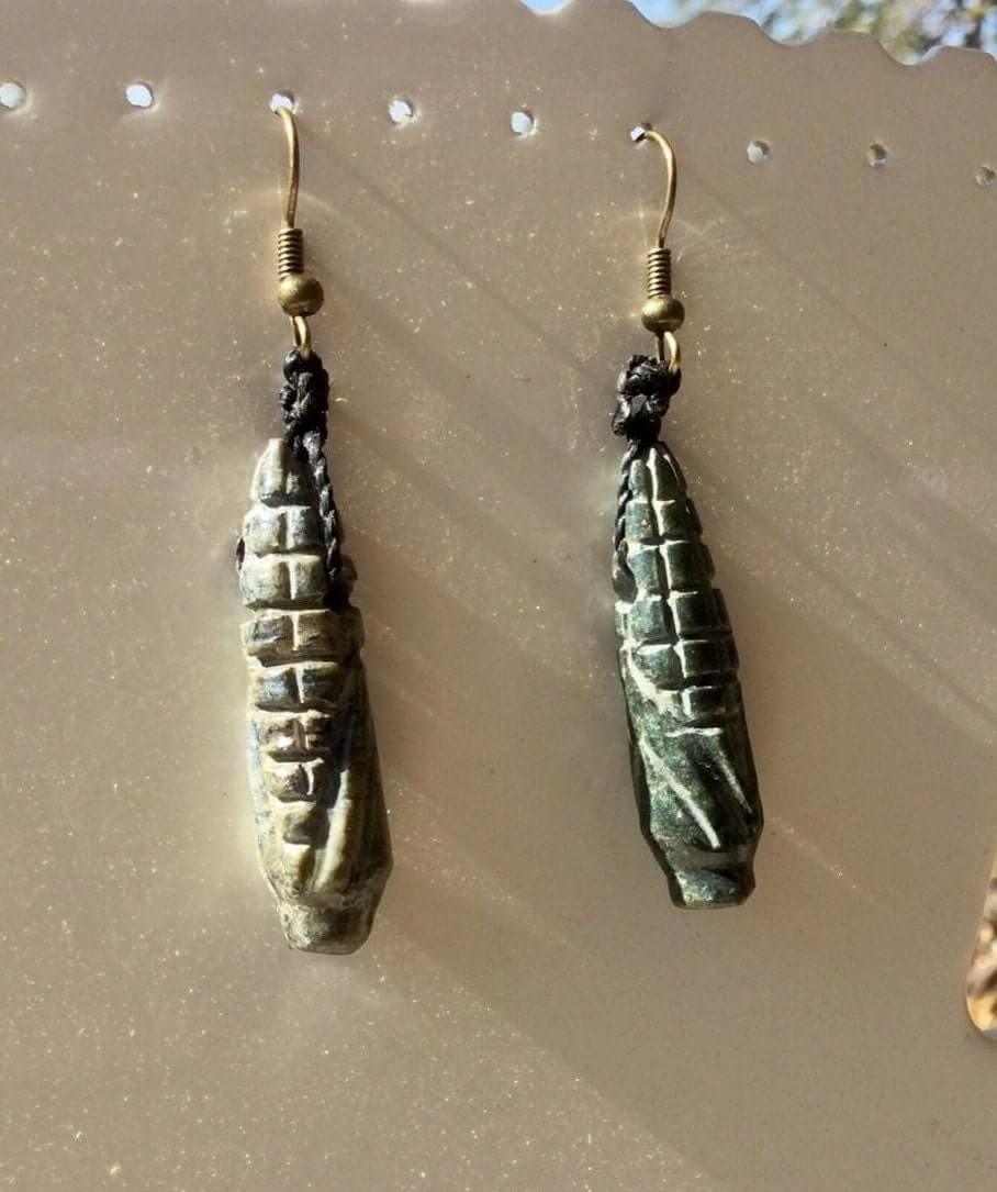 corn plant guatemalan jade earrings - nature inspired jewelry