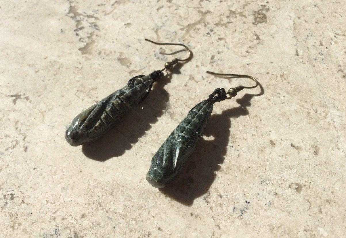 corn plant guatemalan jade earrings - nature inspired jewelry