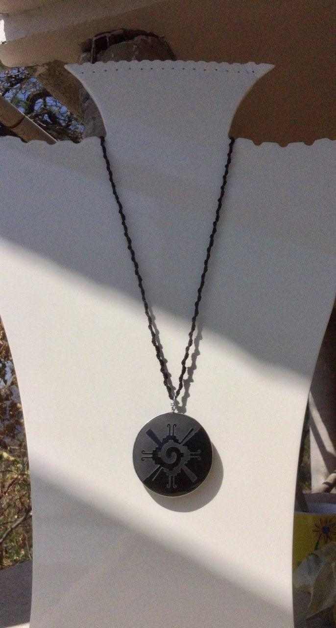 Hunab Ku Pendant - Carved Black Obsidian, Mayan