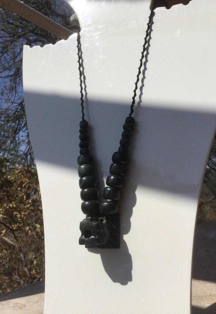quetzalcoatl necklace - guatemalan jade kukulkan jewelry
