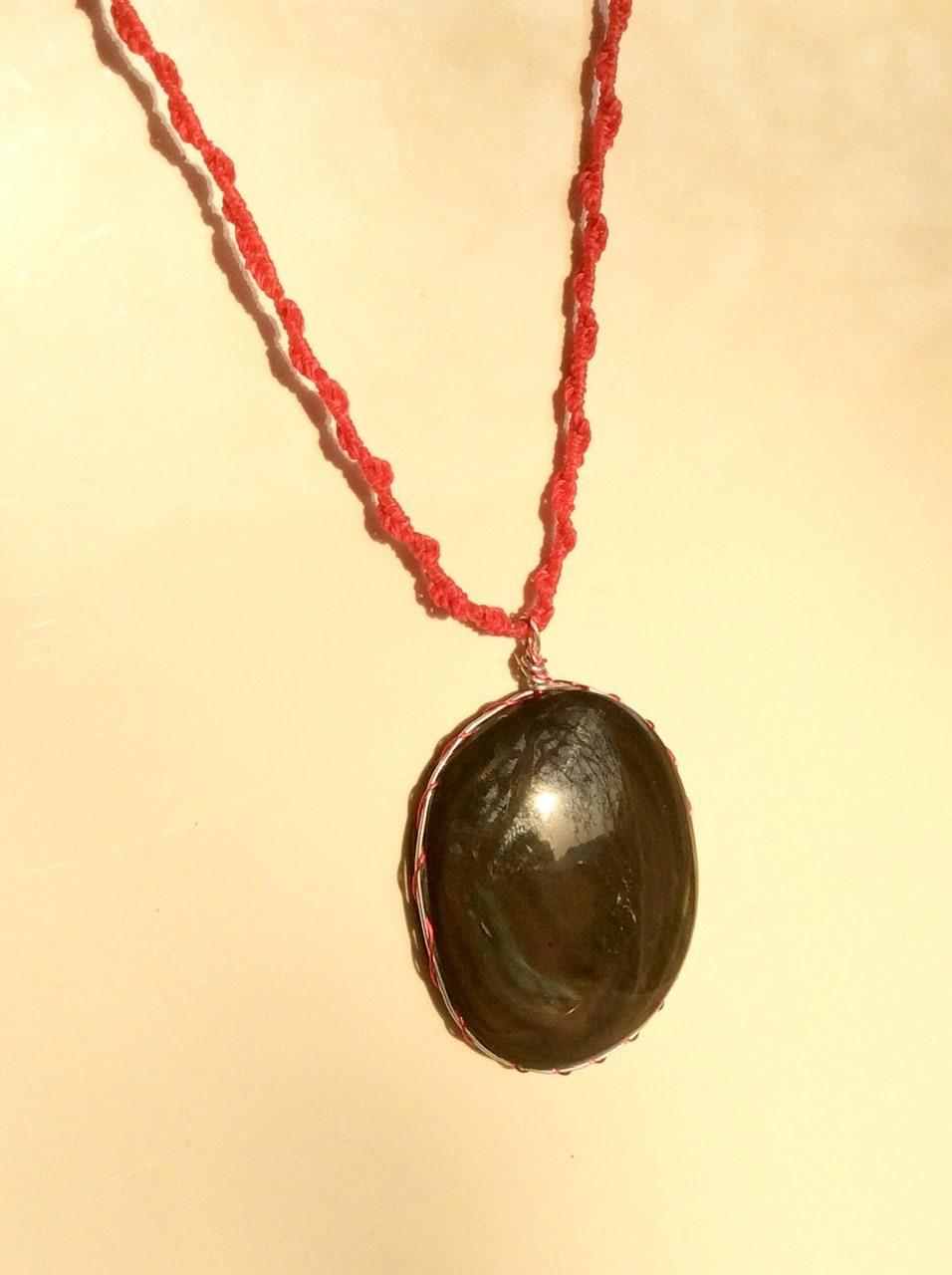 handcrafted velvet obsidian pendant - rainbow obsidian necklace
