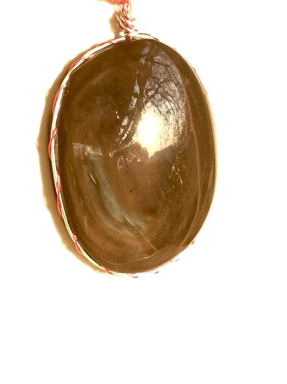handcrafted velvet obsidian pendant - rainbow obsidian necklace