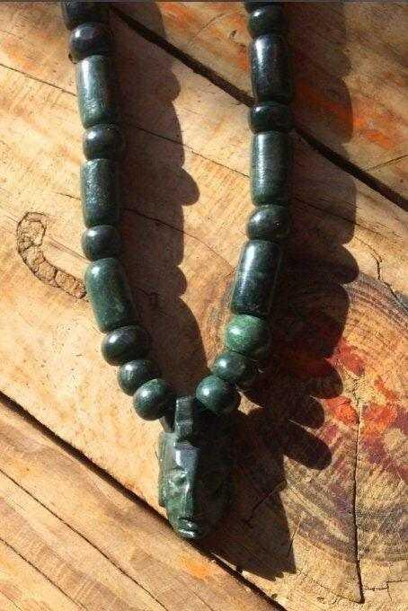 mexican pakal pendant handmade gemstone necklace