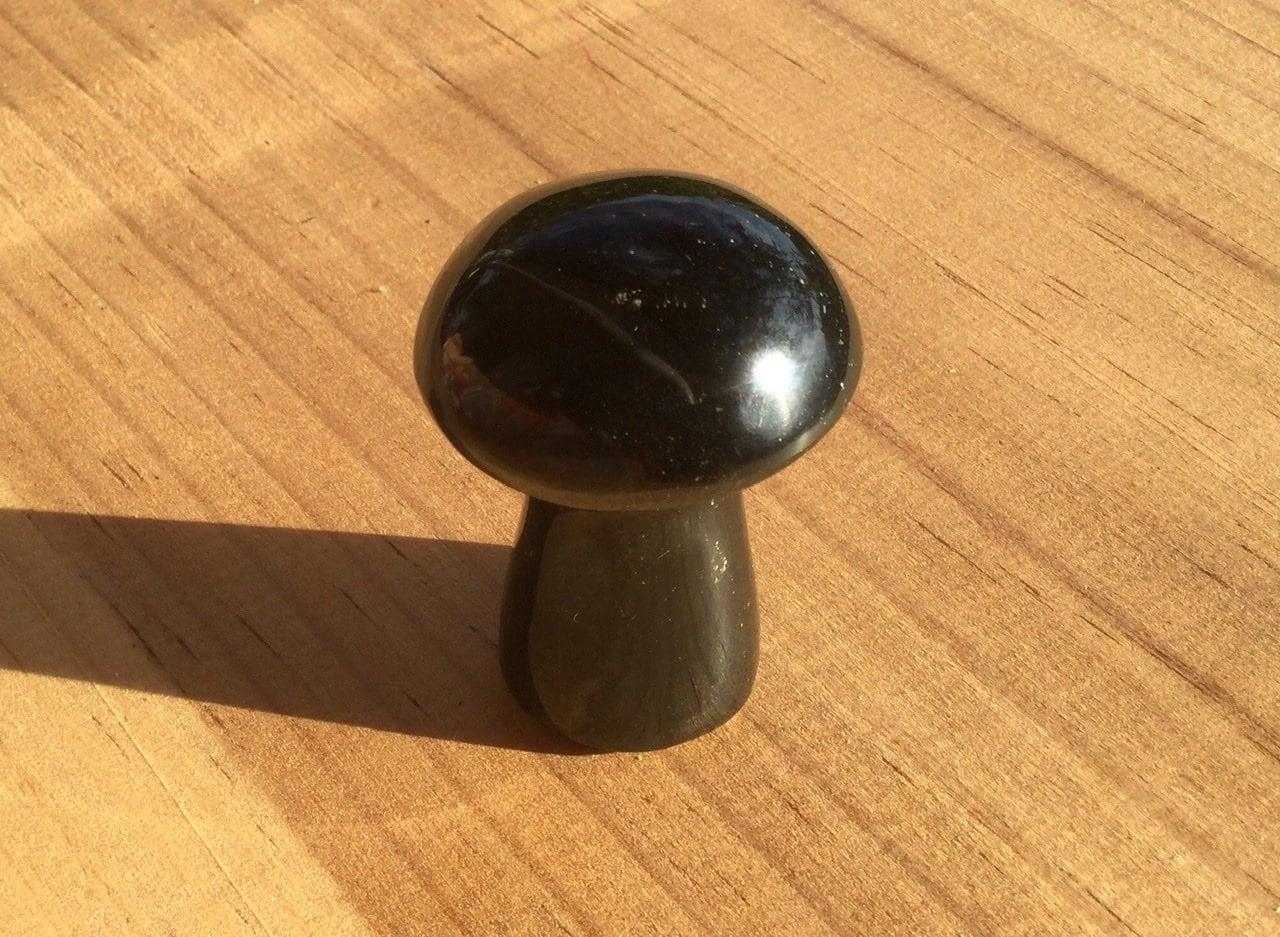 Tranquil Obsidian Massage Stone Mushroom: Handcrafted Volcanic Healing Crystal