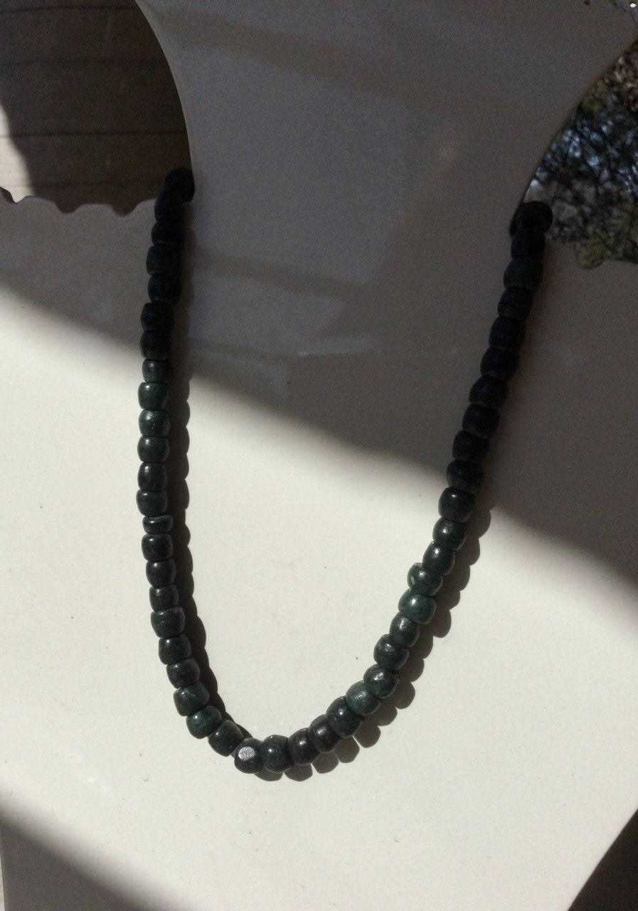Dark Green Guatemalan Jade beads Necklace - Mayan Jewelry, Handmade Gemstone Necklace