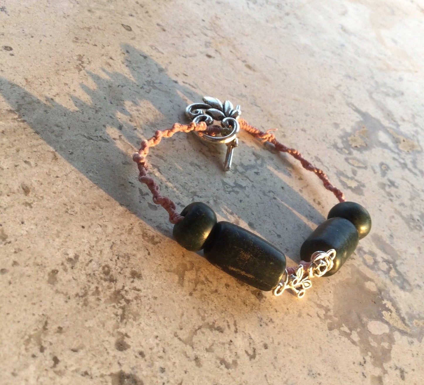 Rose Flower Guatemalan Jade Bracelet - Mayan Jewelry Green