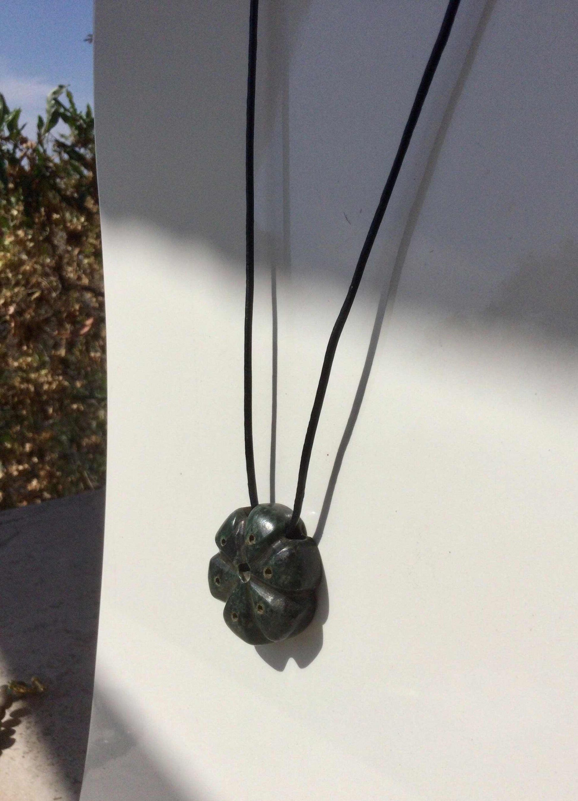 Peyote Pendant Necklace - Guatemalan Jade Cactus Plant, Sacred Aztec Jewelry, Mexican Jewel