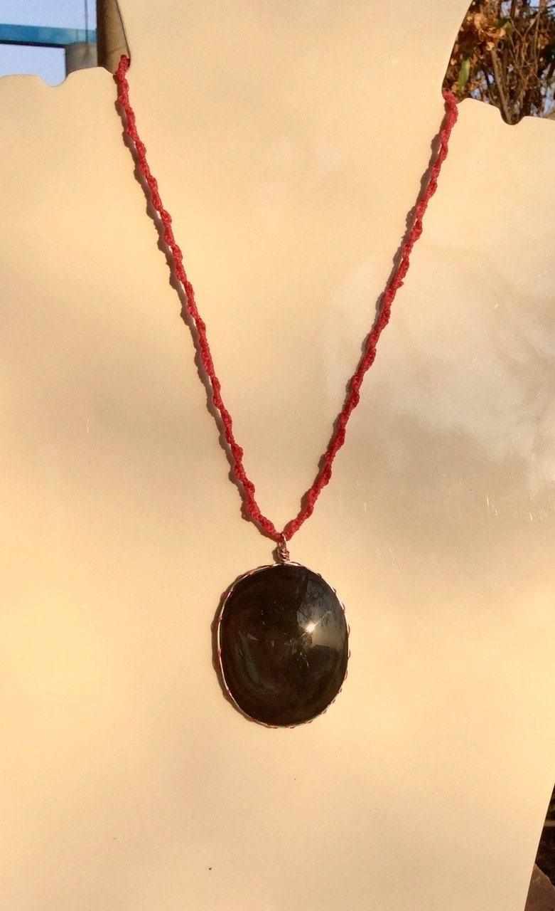 handcrafted velvet obsidian pendant - rainbow obsidian necklace