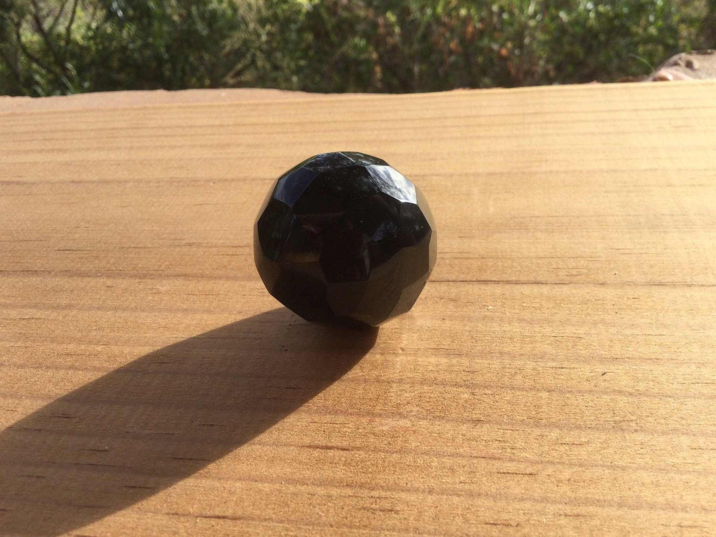 Obsidian faceted ball sphere carved in black stone crystal obsidian, protective and liberating stone, decoration sculpture,healing stone