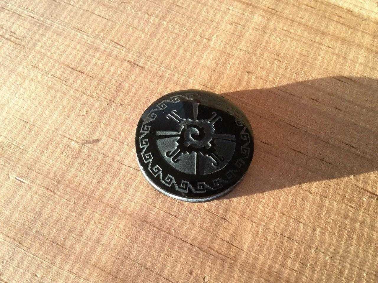 Hunab Ku Obsidian Pendant - Carved Black Obsidian, Mexican Mayan Jewelry