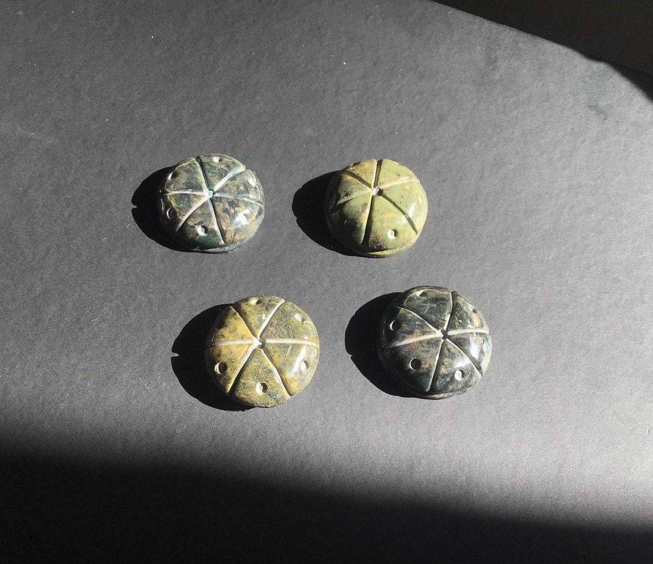 Peyote Pendant carved supplies - Guatemalan jade style serpentine stone - Hikuri sacred Mexican Cactus crafted