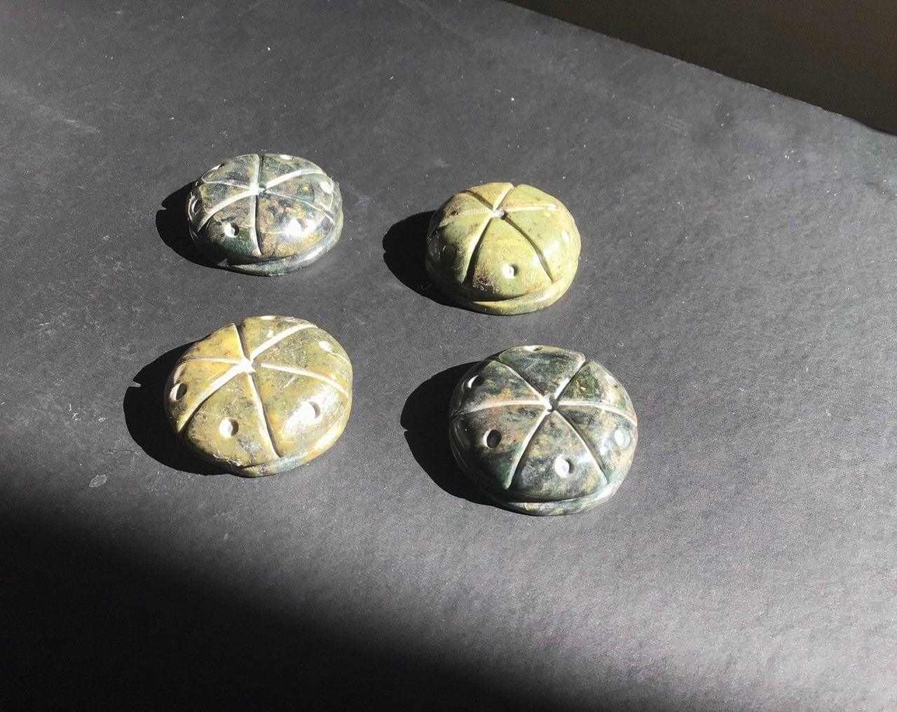 Peyote Pendant carved supplies - Guatemalan jade style serpentine stone - Hikuri sacred Mexican Cactus crafted