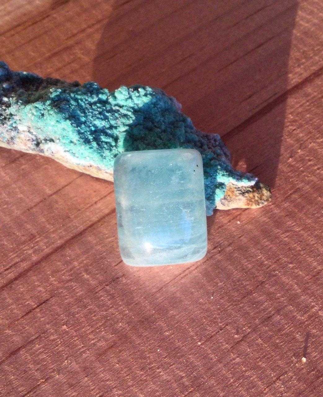 Aquamarine square cabochon for jewelry making Mexican gemstone jewel supplies