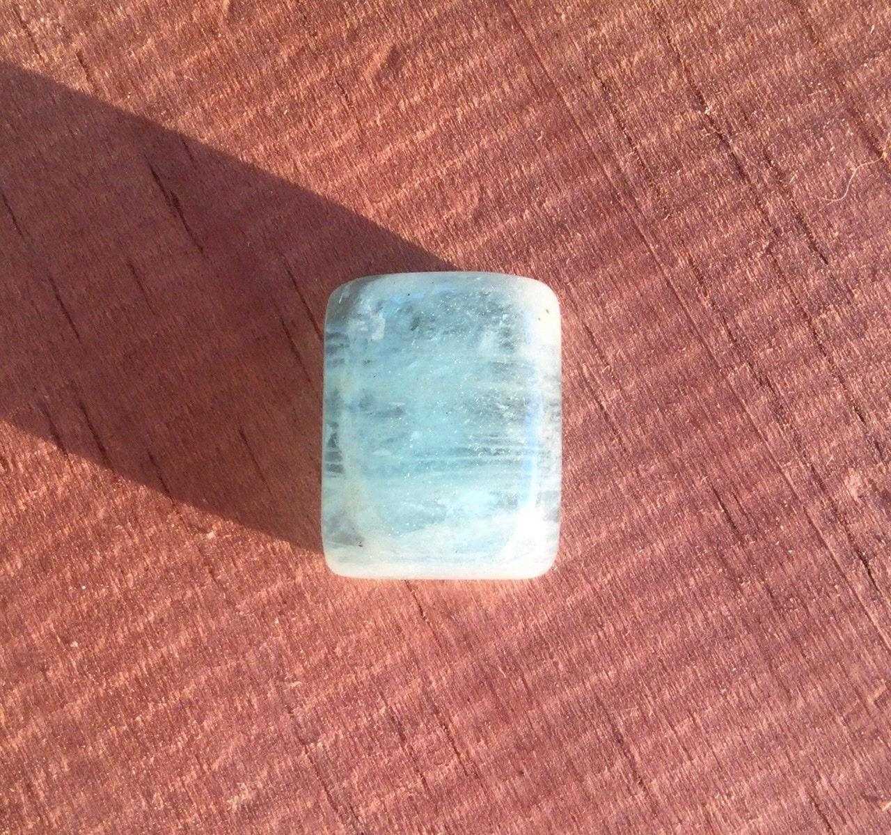 Aquamarine square cabochon for jewelry making. Mexican gemstone jewel supplies
