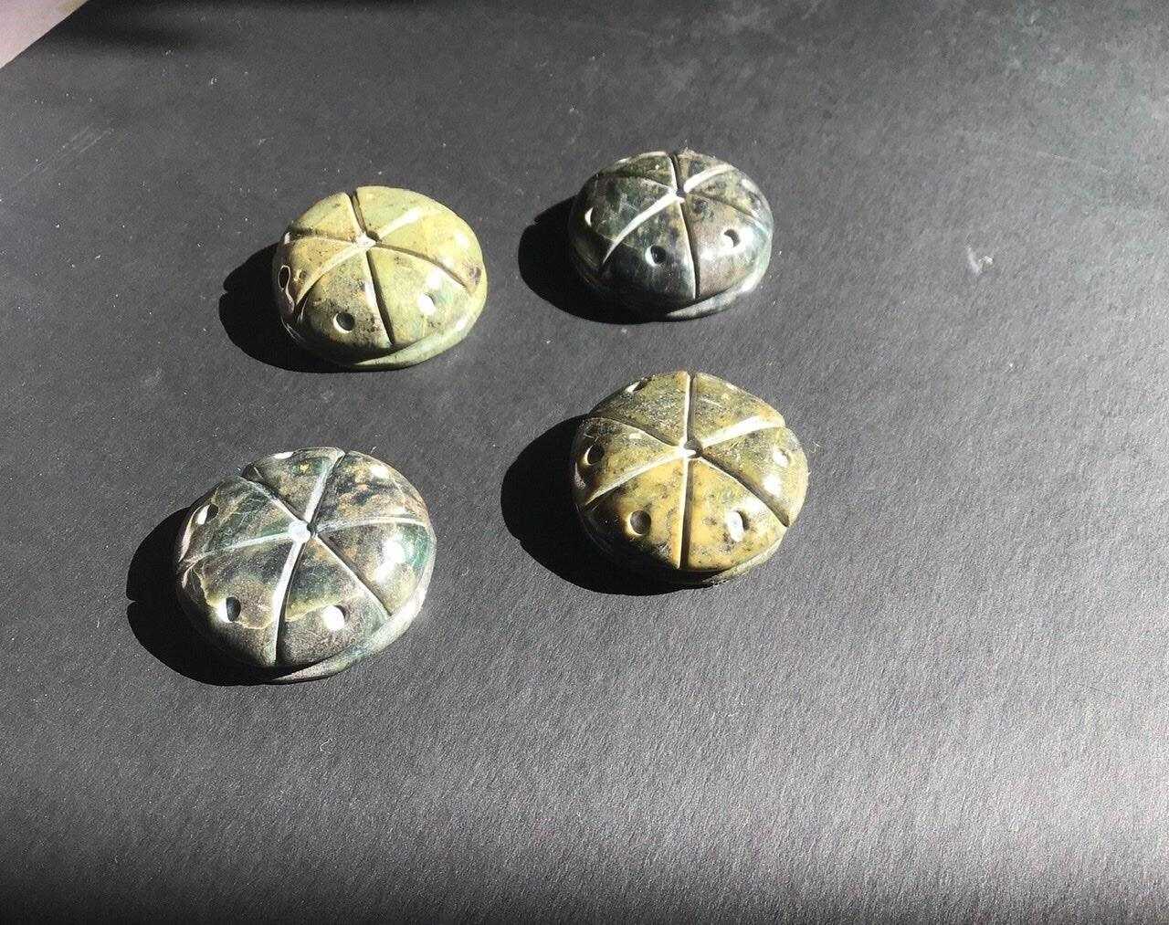 Peyote Pendant carved supplies - Guatemalan jade style serpentine stone - Hikuri sacred Mexican Cactus crafted