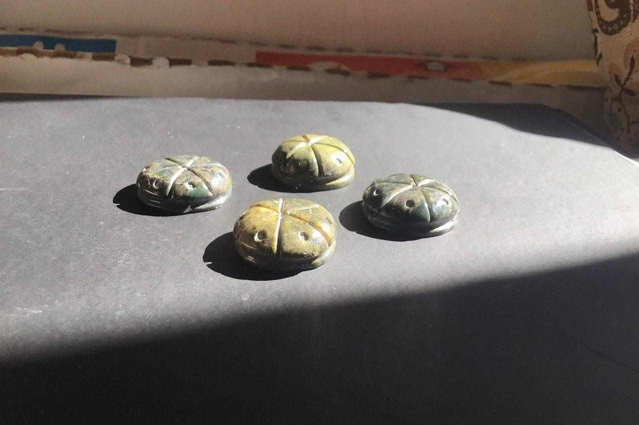 Peyote Pendant carved supplies - Guatemalan jade style serpentine stone - Hikuri sacred Mexican Cactus crafted