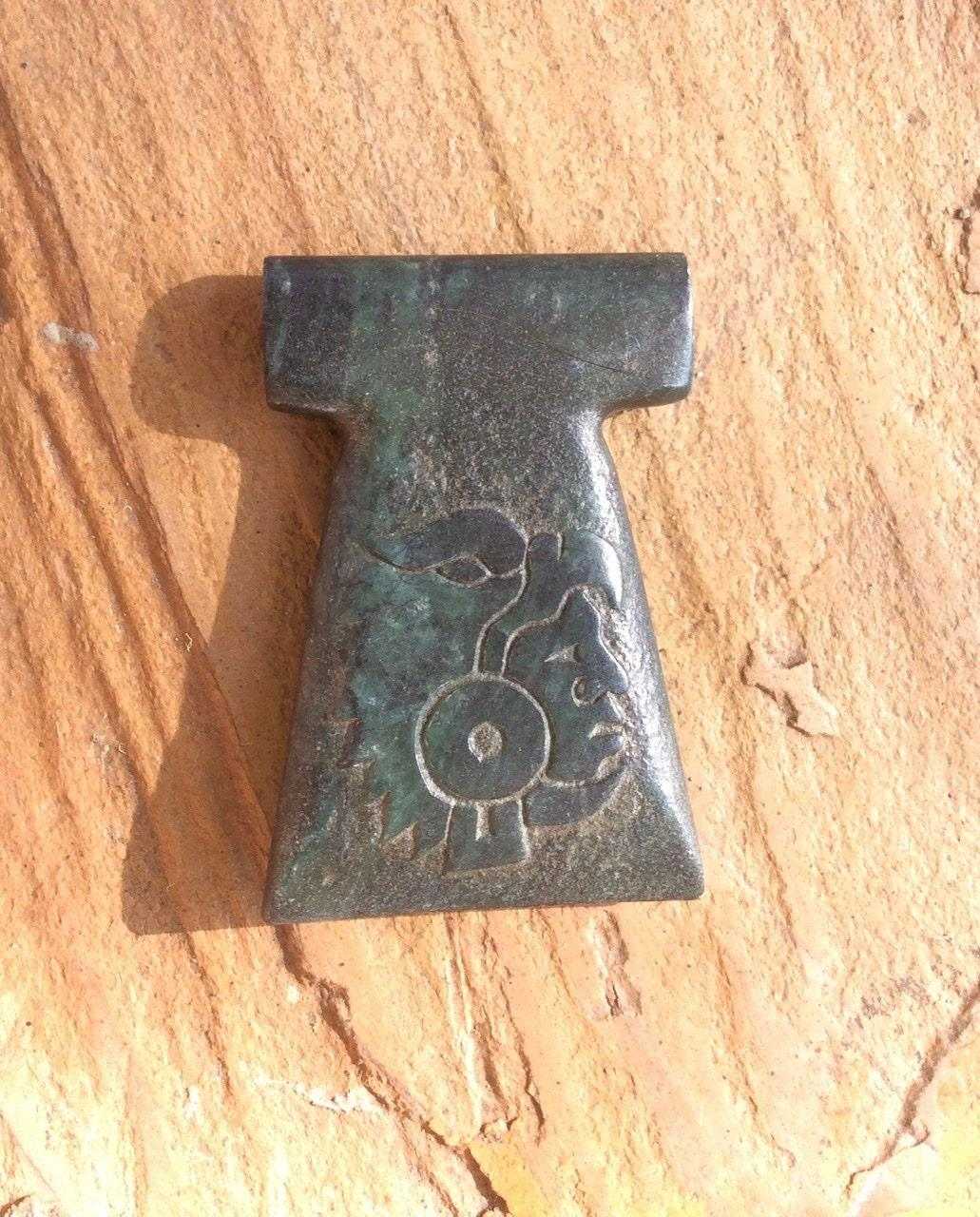 Aztec Eagle Warrior pendant carved in Guatemalan jade,Mayan jade pendant, protection stone jewelry supplies
