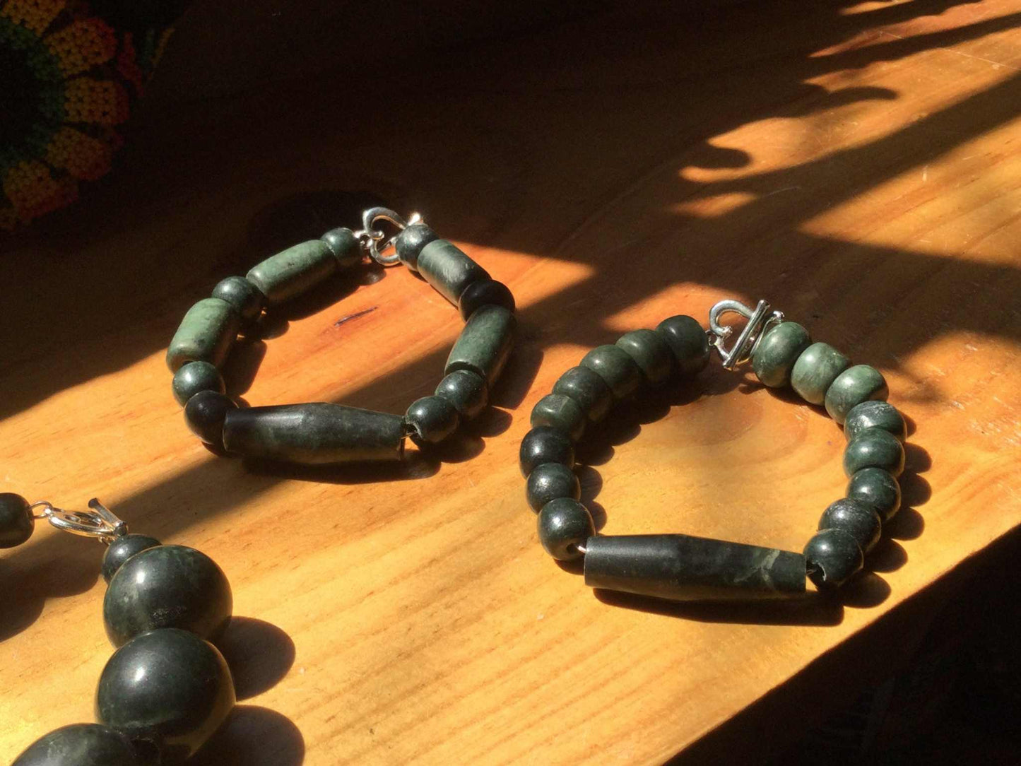 dark green guatemalan jade serpentine beads bracelet - unique jewelry