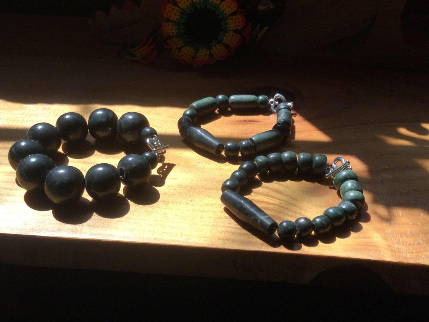 dark green guatemalan jade serpentine beads bracelet - unique jewelry