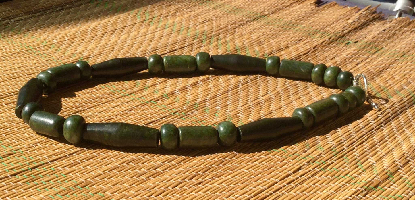 Dark Green Guatemalan Jade serpentine beads tube Bracelet - Mayan Jewelry, Handmade Gemstone Bracelet