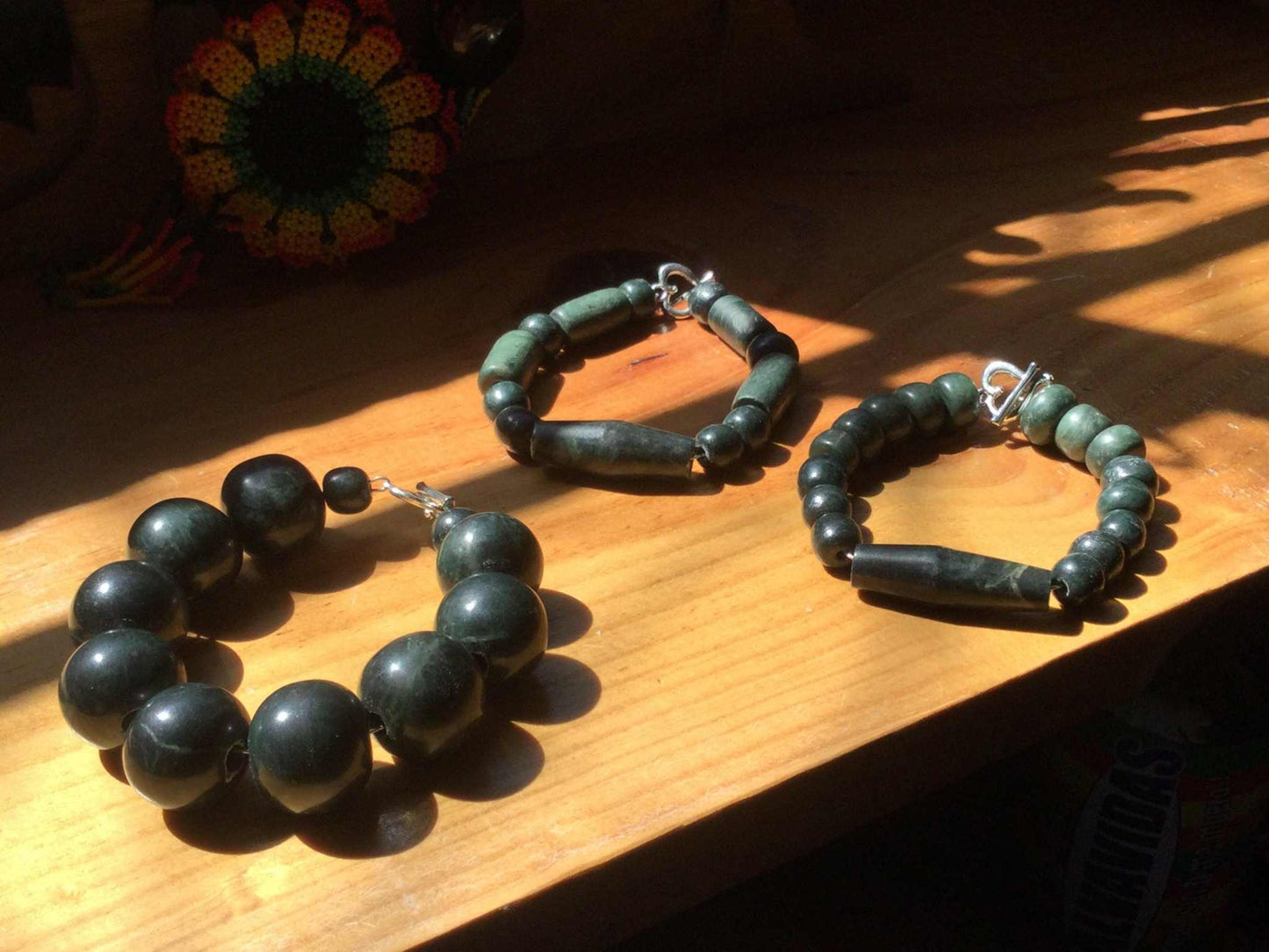 dark green guatemalan jade serpentine beads bracelet - unique jewelry