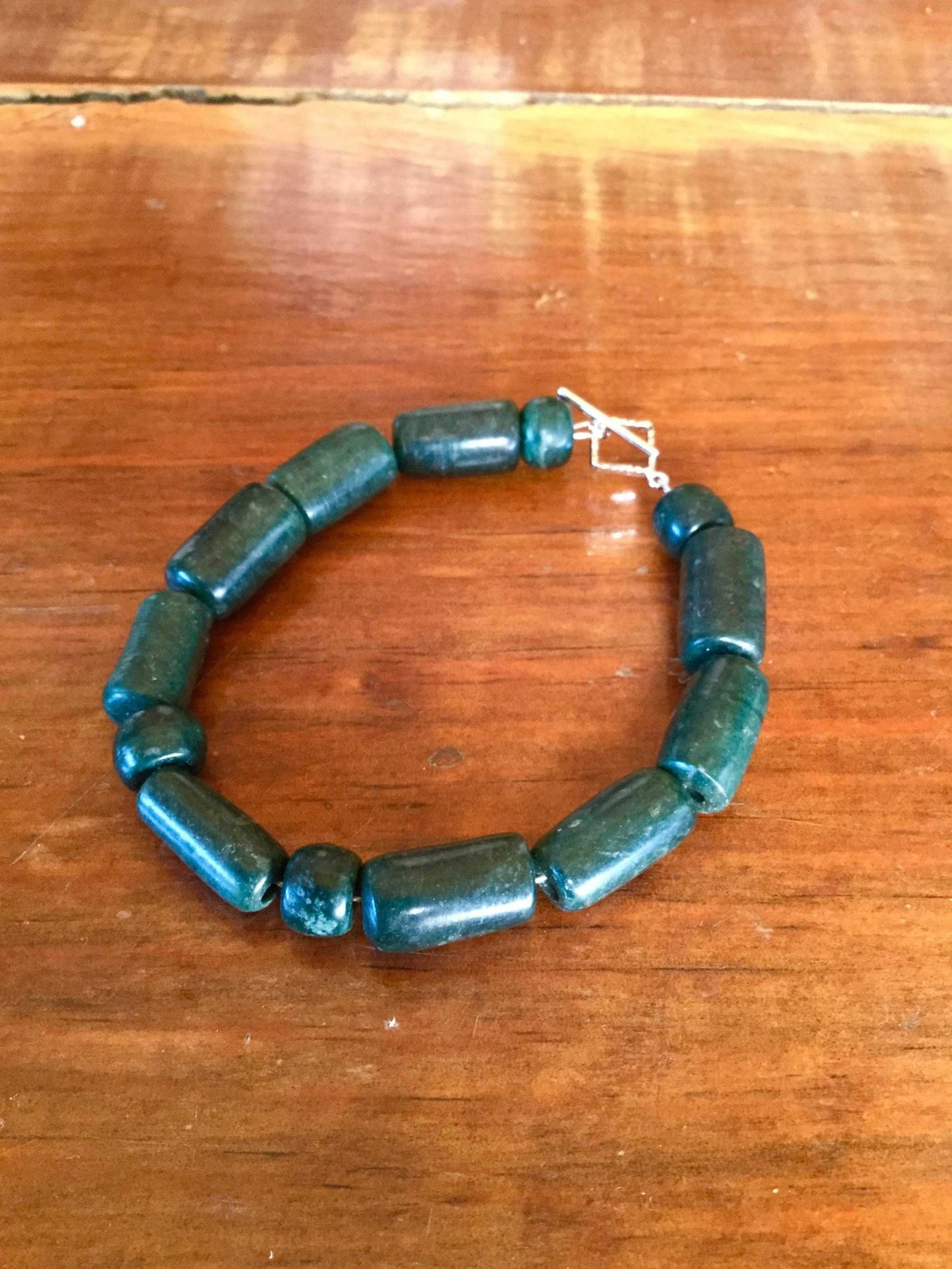 dark green guatemalan jade serpentine beads bracelet - unique jewelry