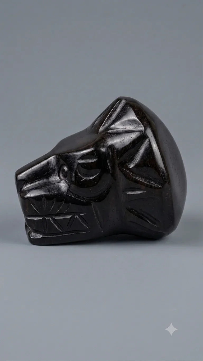 Quetzalcoatl Obsidian Pendant | Kukulkan Feathered Serpent | Hand-Carved Mexican Black Obsidian | Aztec Mayan Jewelry