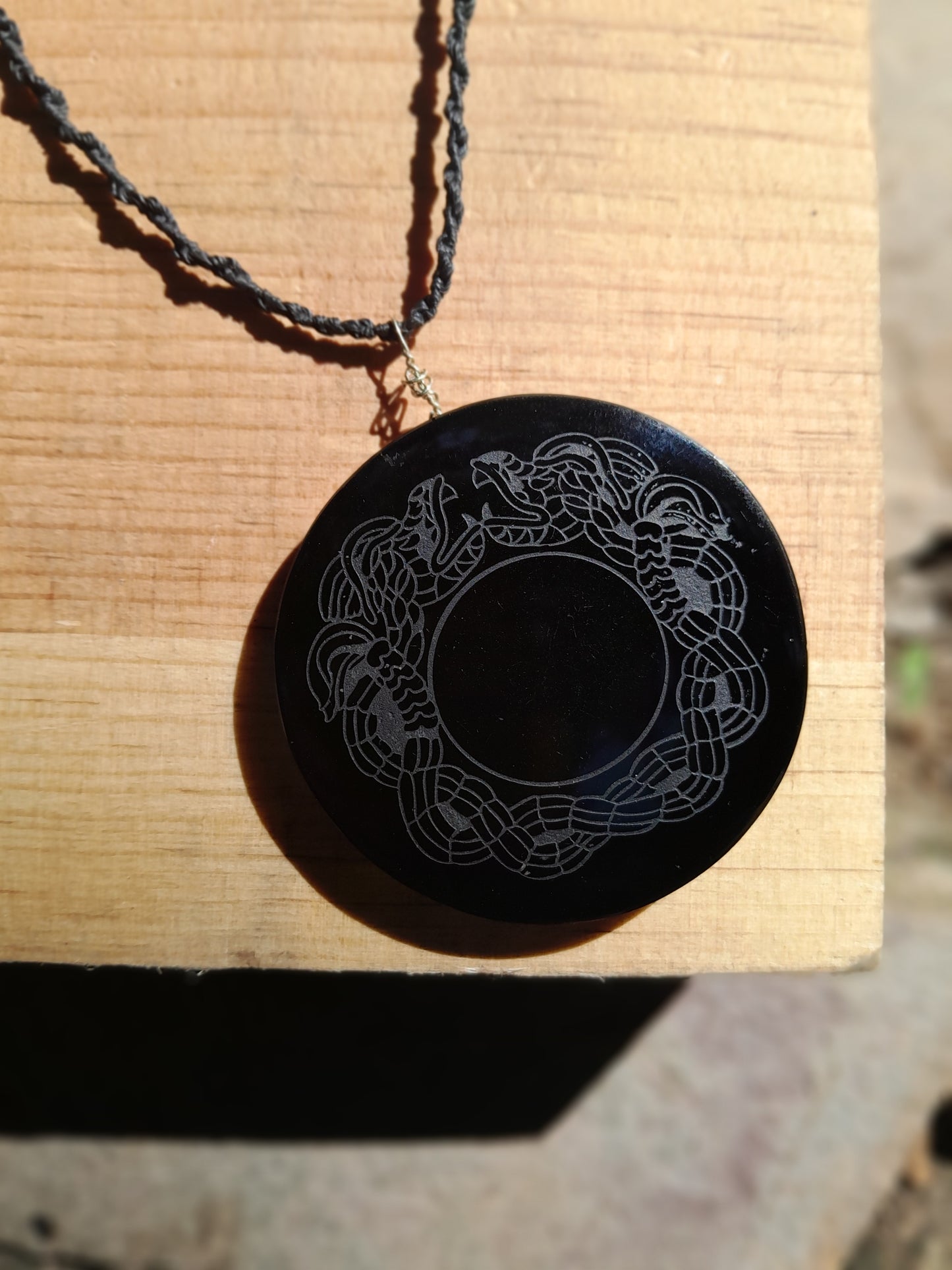 Quetzalcoatl, Kukulkan, Feathered serpent Pendant 5cm crystal black obsidian, Mexican prehispanic Precolombian jewelry