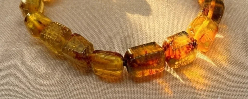 Bracelet de perles à facettes d'ambre mexicain – Ambre du Chiapas | Bijoux mayas faits main