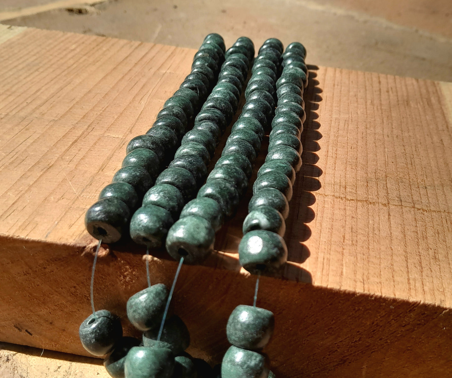 Guatemalan Jade Style Beads | Dark Green Serpentine Stone | Mayan Gemstone Beading Supplies