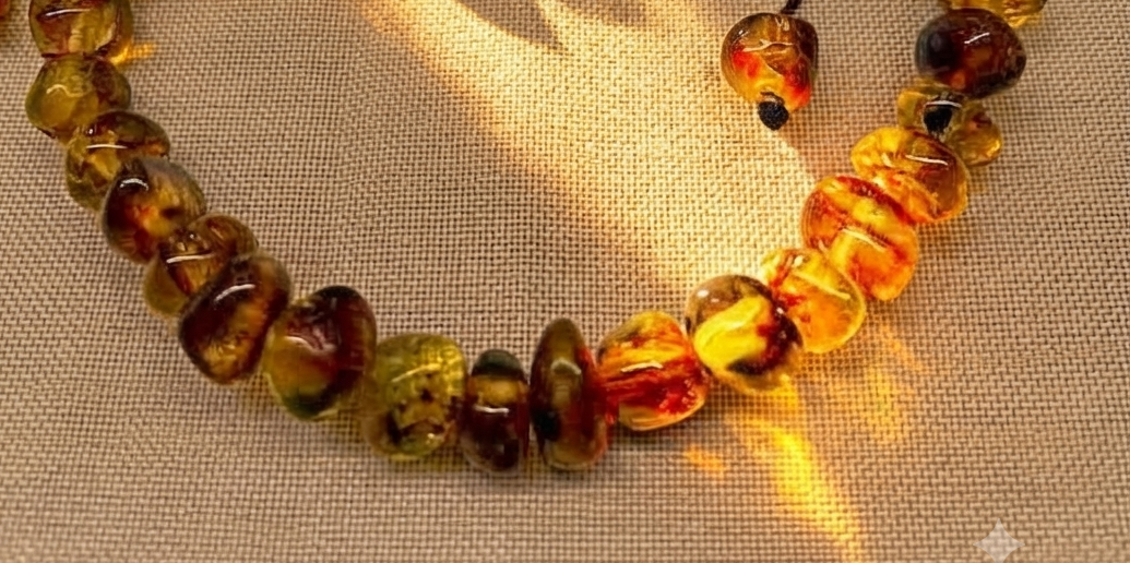 Bracelet en perles d'ambre mexicain III | Ambre du Chiapas | Bijoux mayas faits main