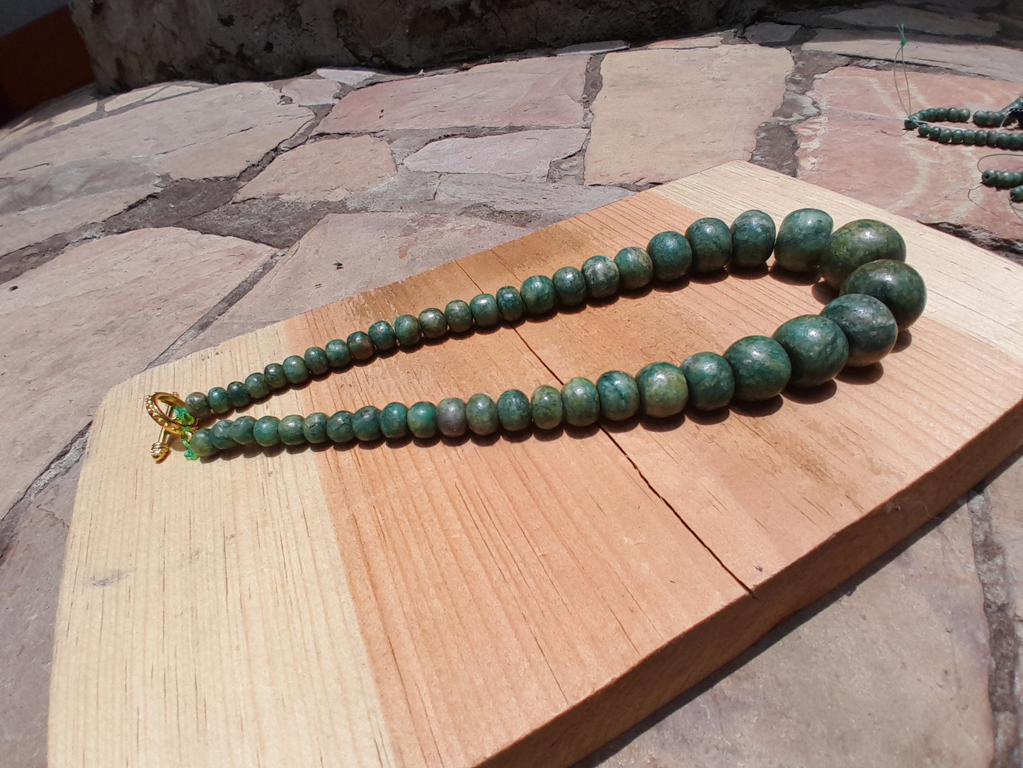 Guatemalan Jade crescent Beads Necklace - Guatemalan Jadeite, Guatemalita Jewelry Precolombian style