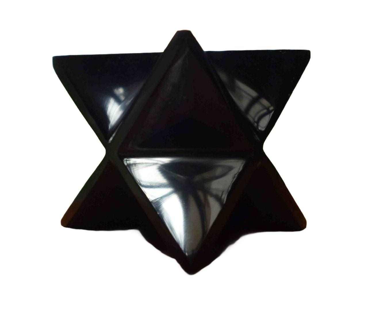 Merkaba Star Crystal - Black Obsidian with Powerful Energy, Handcrafted in Mexico