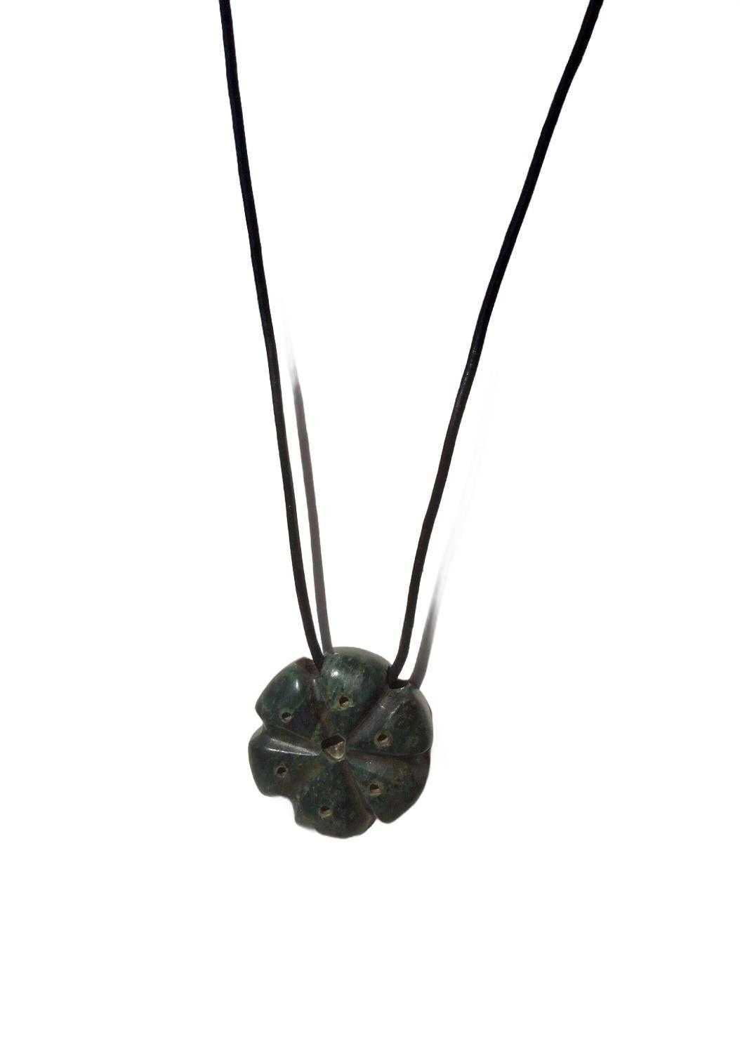 Peyote Pendant Necklace - Guatemalan Jade Cactus Plant, Sacred Aztec Jewelry, Mexican Jewel