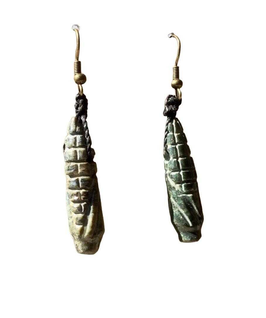 corn plant guatemalan jade earrings - nature inspired jewelry
