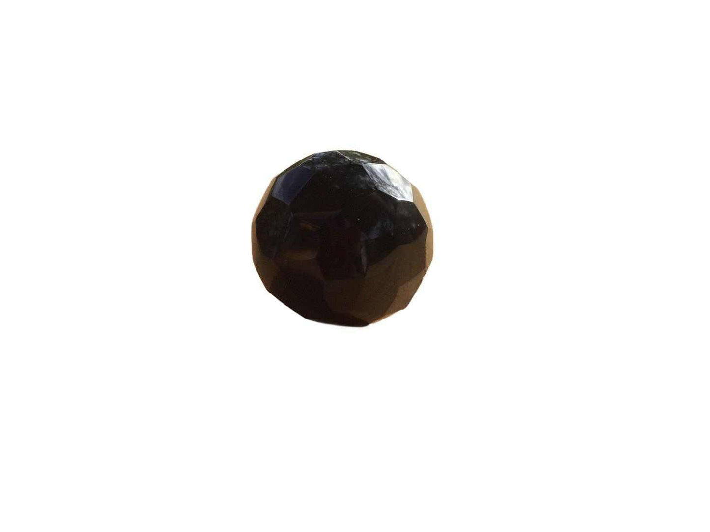 Obsidian Faceted Sphere - Carved Black Stone Crystal, Protective Healing Sculpture