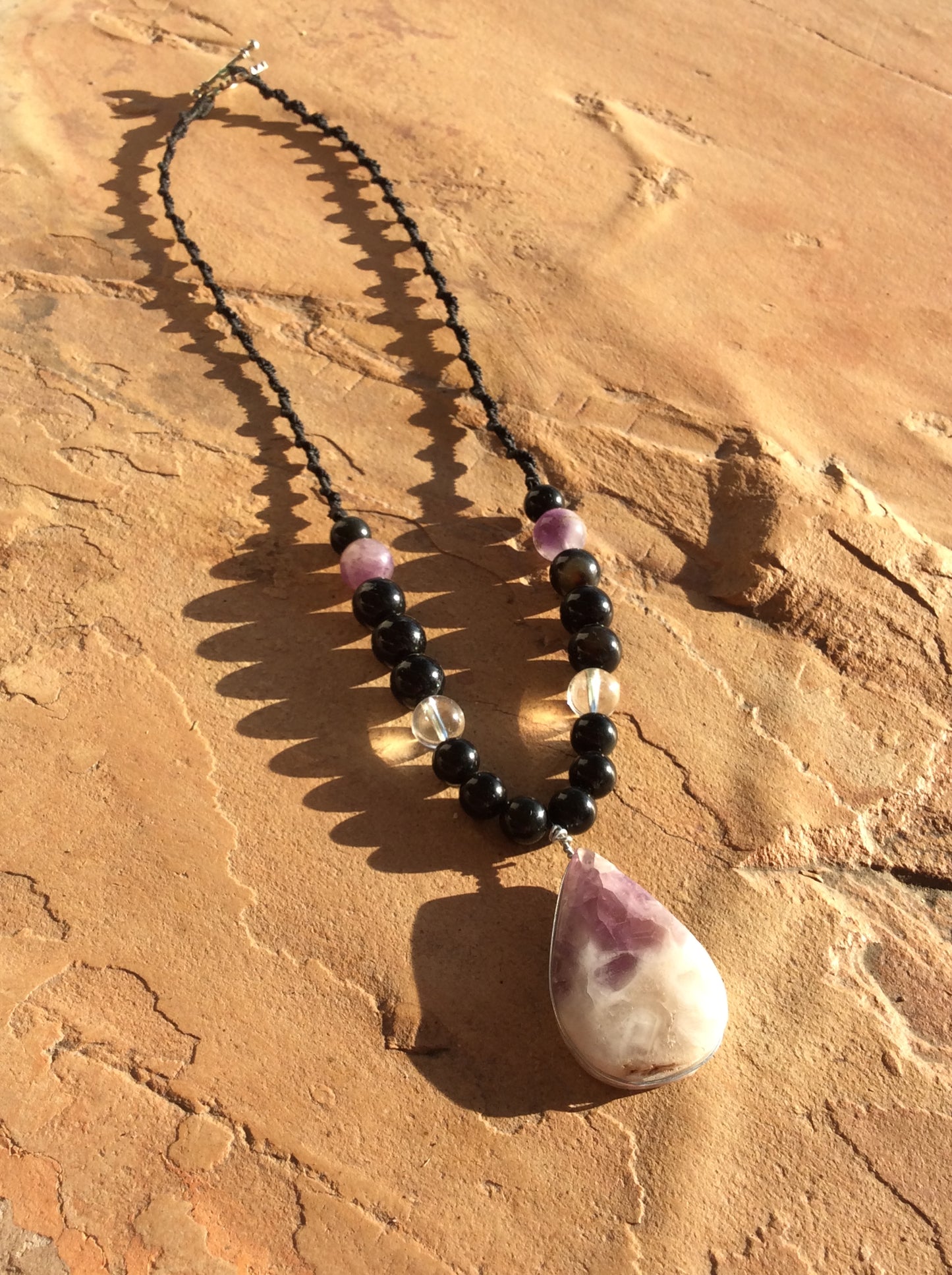 Amethyst & Obsidian Harmony Necklace: A Fusion of Calming Energy and Protective Power