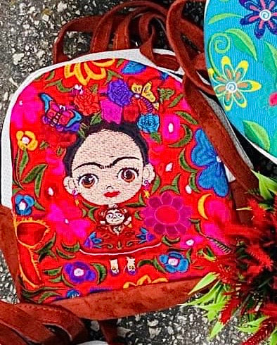 Flowers of Mexico : Embroidered mini backpack Handmade Bag Frida Kahlo 