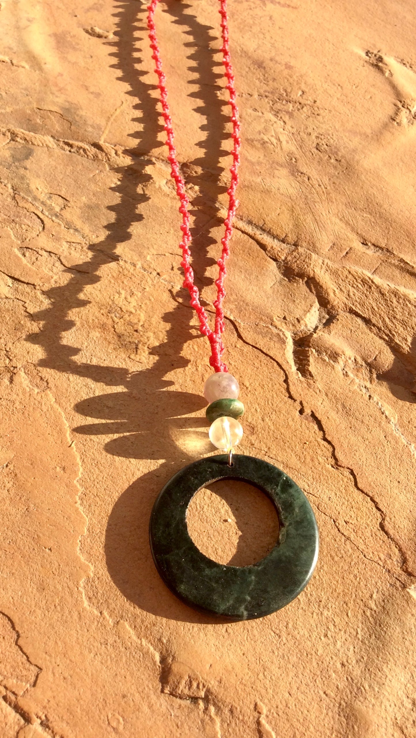 Hoop Stone Pendant - Guatemalan Jade style - Serpentine Stone