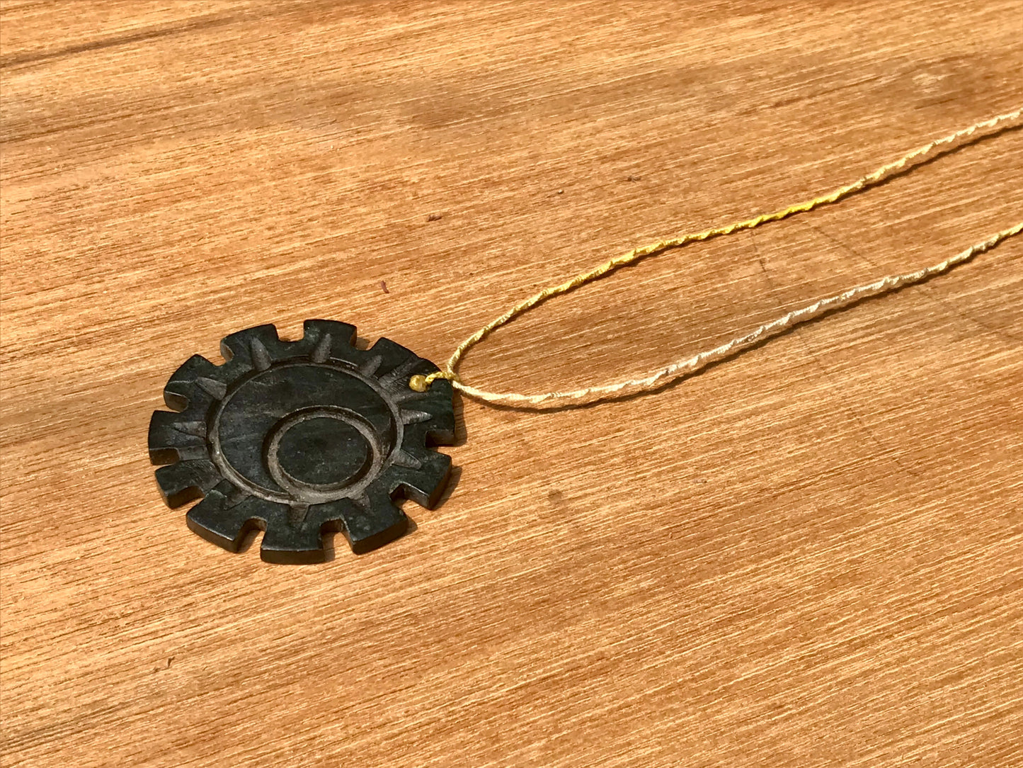 Moon Sun Symbol pendant necklace in Guatemalan jade style- serpentine stone Mexican jewelry