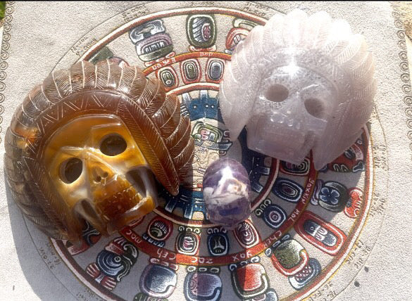 Indian Skull Agate stone carved - Symbol of Knowledge - Unique decoration - Meditation - Collection - 6” (15cm)