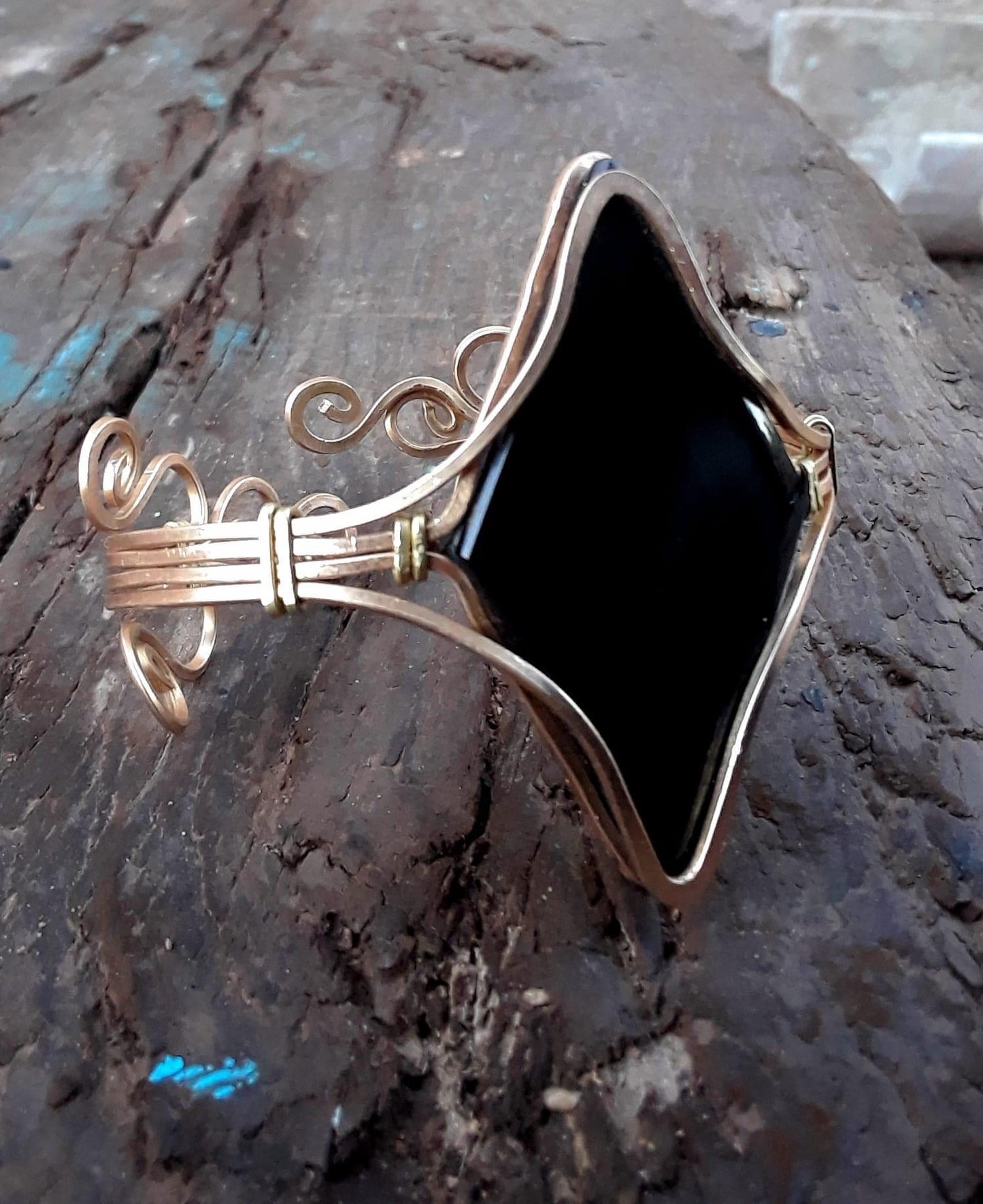 Collier ras du cou en obsidienne mexicaine - Pendentif de style bohème