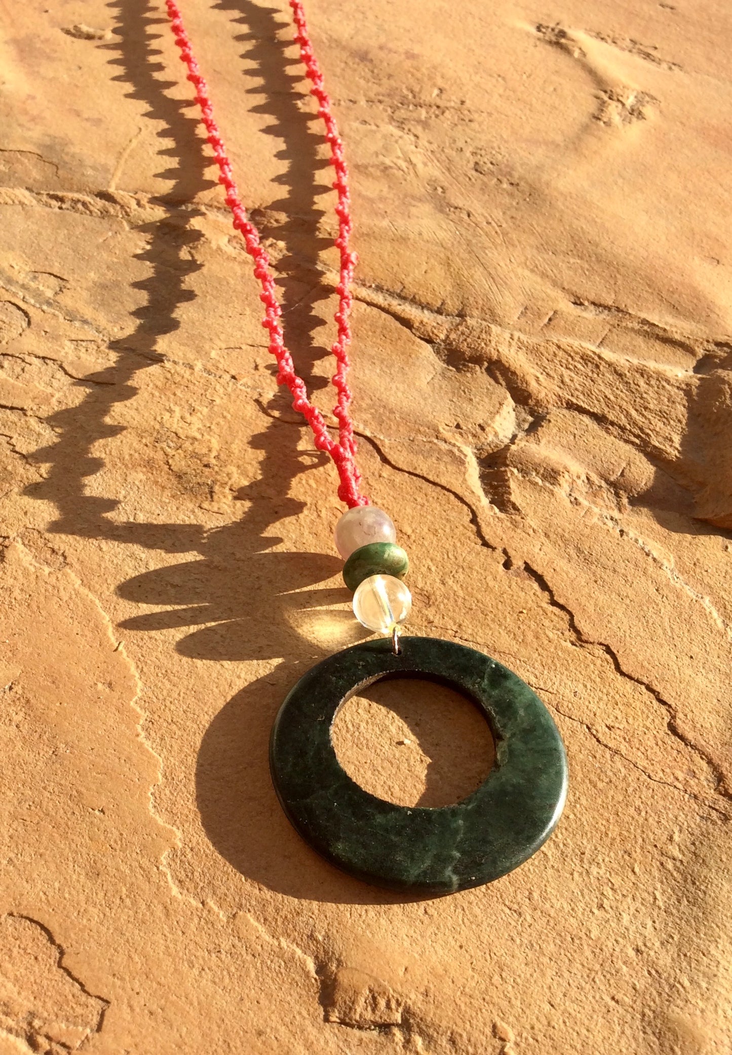 Hoop Stone Pendant - Guatemalan Jade style - Serpentine Stone