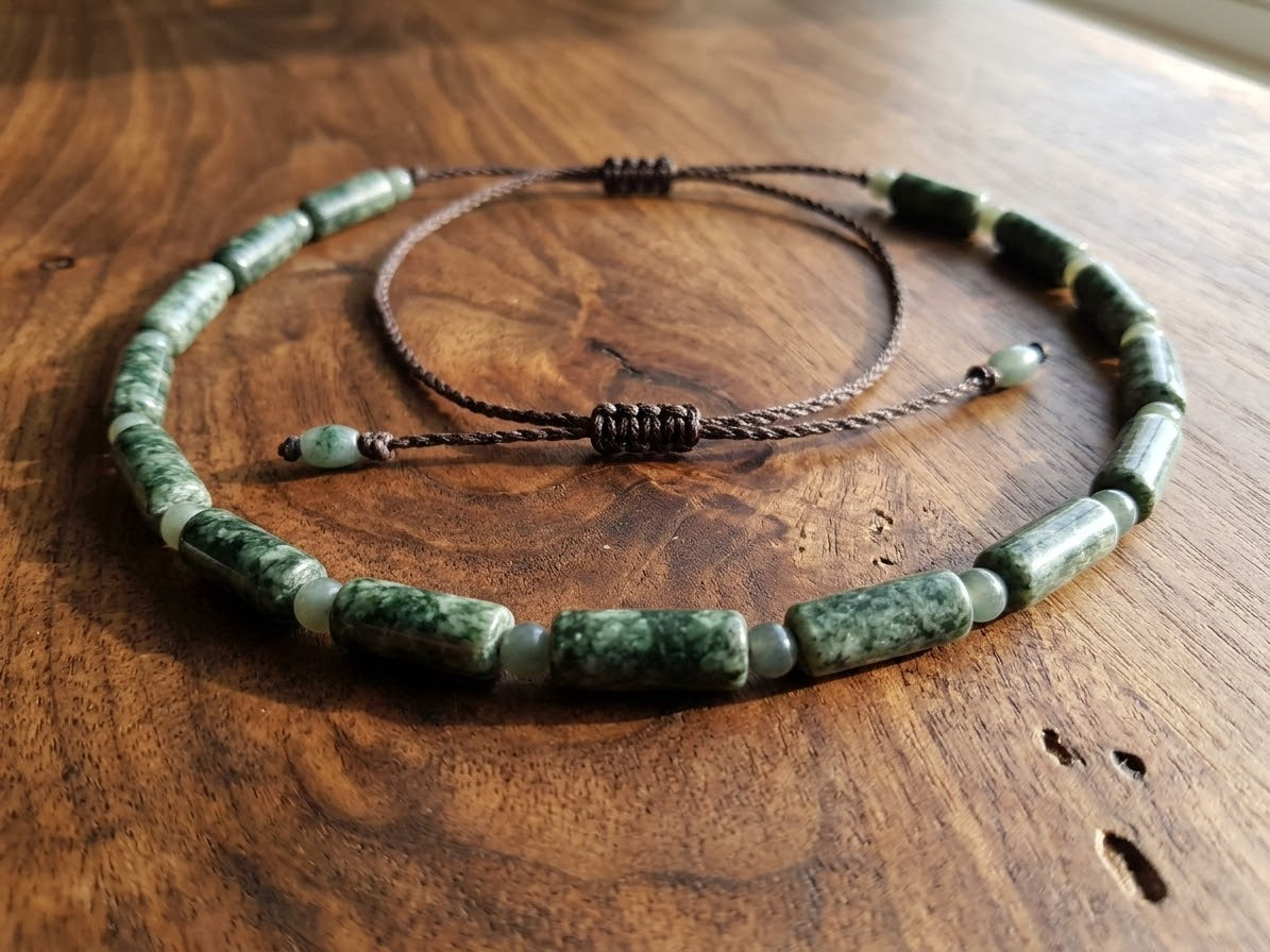 Guatemalan Jaguar & Princess Jade Choker Necklace | 45cm | Hand-Carved Mayan-Inspired Jewelry